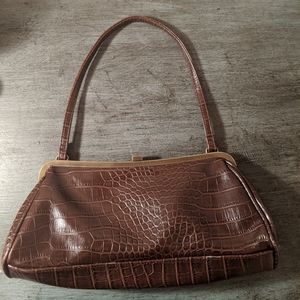 Vintage Chocolate Brown Croc Embossed purse